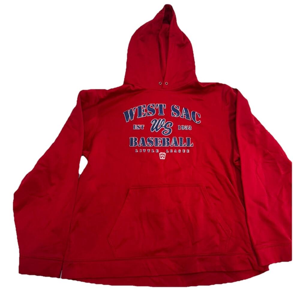 Sport-Tek XL Red Hoodie West Sac Baseball Little League Graphic Pullover Sweater